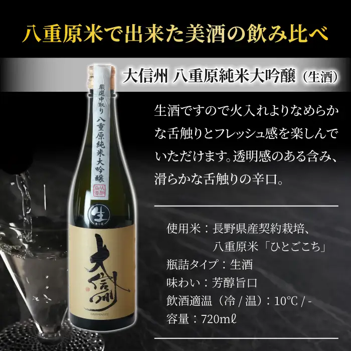 【生酒】日本酒「大信州 八重原 純米大吟醸」四合瓶 720ml｜大信州酒造 八重原米 ひとごこち