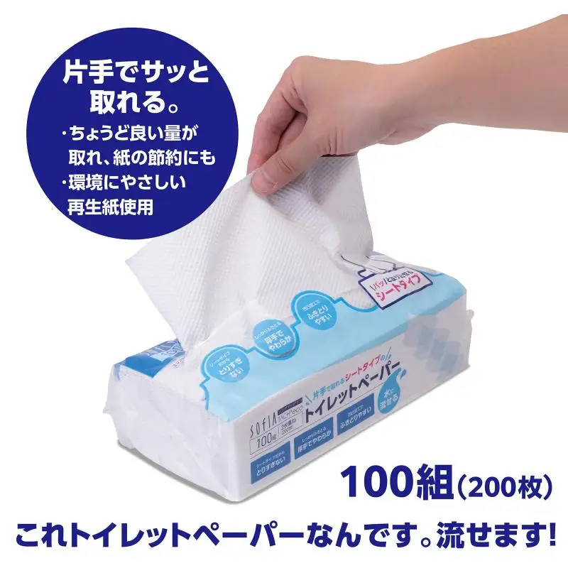 0012-107-03 マスコー製紙 片手で取れるシートタイプのトイレットペーパー 100組(200枚)×30個 シート トイレットペーパー