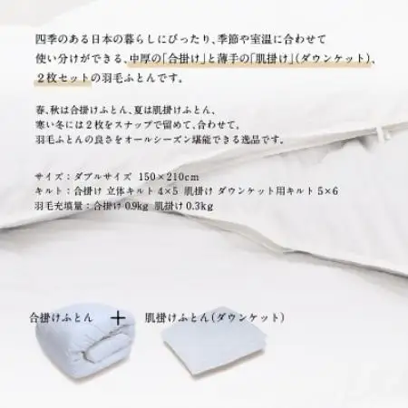 【富士新幸謹製】DOWNPASS 二枚合わせ 羽毛ふとん・シングル|ハンガリーグースダウン93%【配送不可地域：離島】【1786515】