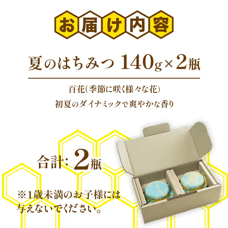 夏のはちみつ２瓶セット BeeCampはちみつ | 国産 非加熱 純粋 生はちみつ 百花蜜【BCP003】