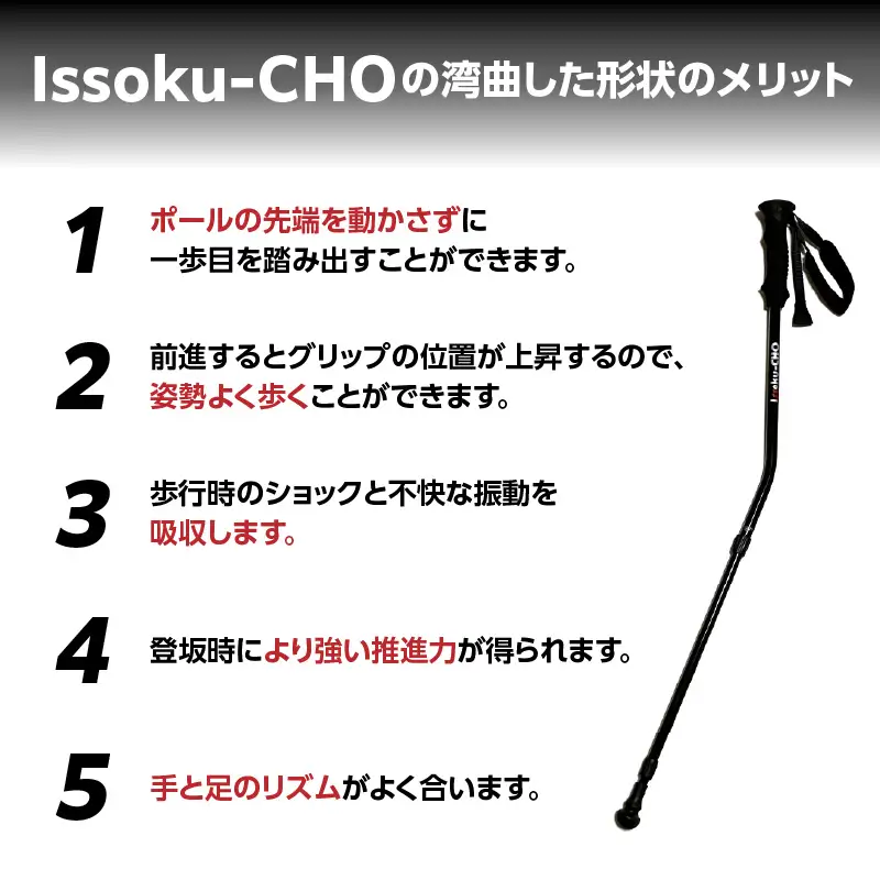 ウォーキングポール Issoku-CHO（1足長） オールブラック 1本 R17032