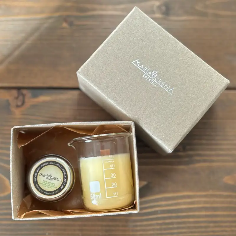 革・木家具用ケアクリームMARIACREMA（マリアクレマ）Wood Wick Candle Giftbox ケアクリーム クリーナー ツヤ出し 保革 保湿 キャンドル ボックス入り セット ギフト 大田区 東京都