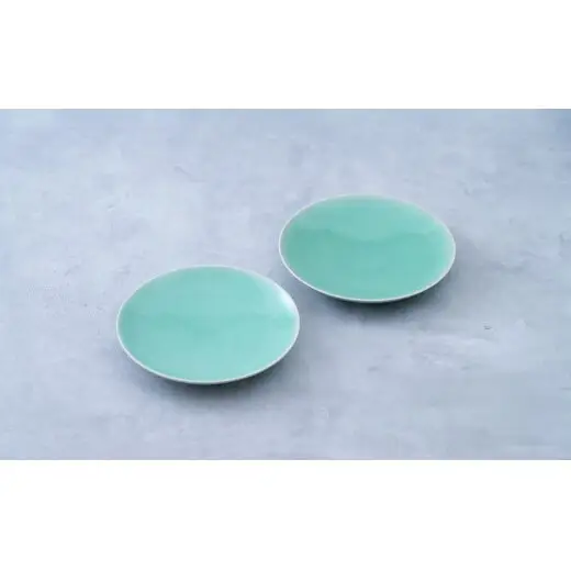有田焼 青磁 翡翠取皿 2枚セット 【茂正工房 梶原大敬】うつわ 器 和食器 磁器 陶器 取り皿 青磁 貫入 手作り 作家もの ギフト ak056