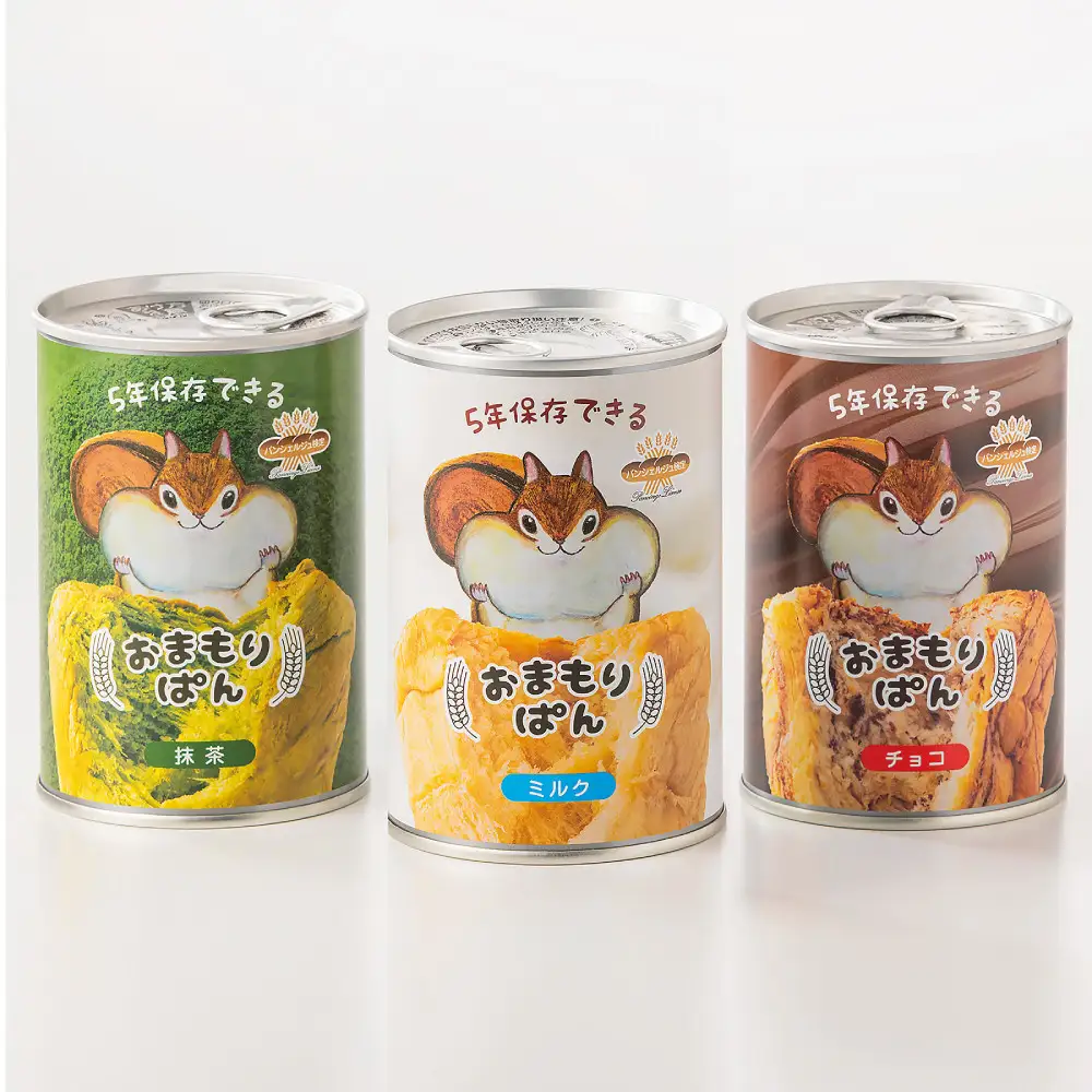 おまもりぱん3種（ミルク、チョコ、抹茶）各2缶 計6缶 防災 パン 長期保存 非常食 地震対策 防災用品 非常用 備蓄