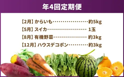【 年4回定期便 】 旬の時期に旬の美味しいくまもとモンが届く！くまもとぐるっと道の駅定期便 定期便 野菜 やさい 有機野菜 果物 フルーツ 旬 詰め合わせ 詰合せ セット 特産品 特産物