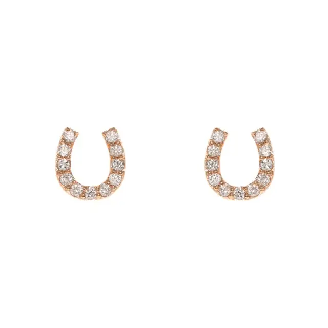 K18PG ホースシュー ダイヤモンド ピアス /b0416da