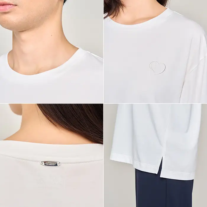 【ブラック M】ReFa バイタルテック コンフォートコットン クルーネックロングTシャツハートコレクション Aira 5