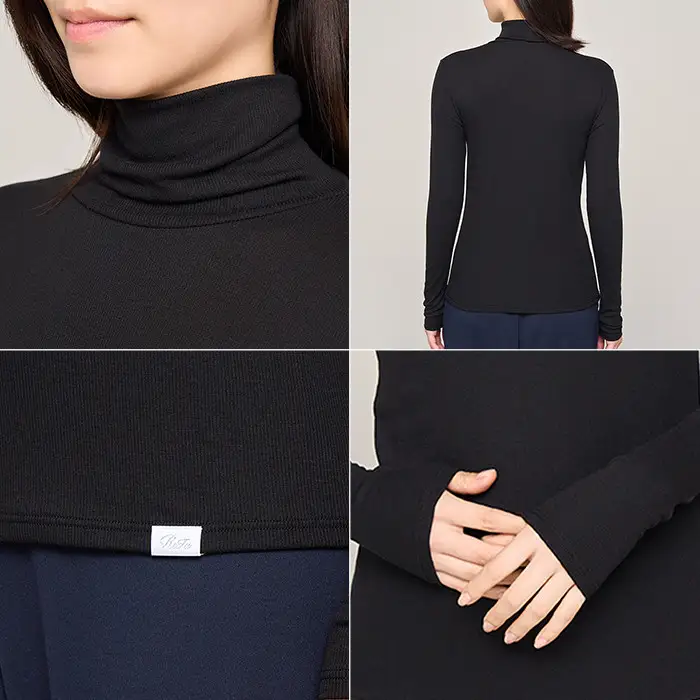 【ピンク S】ReFa バイタルテック モイストリブ ハイネックロングスリーブインナー