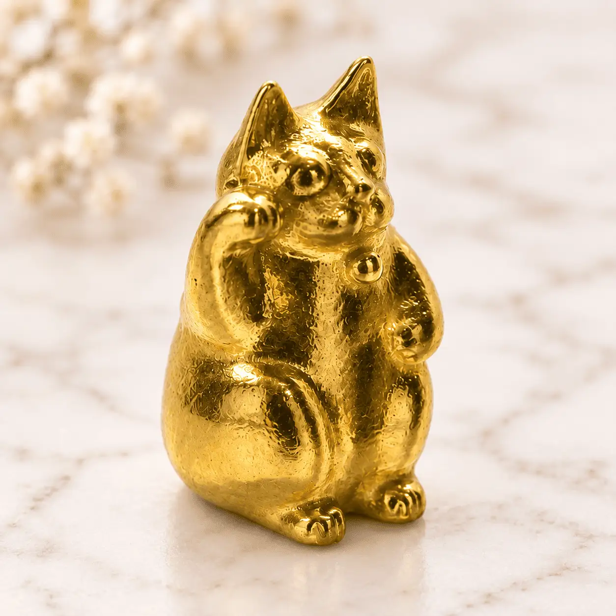 【造幣局ホールマーク入り】純金　招き猫　置物 約１g　【縁起物13シリーズ】　252-039
