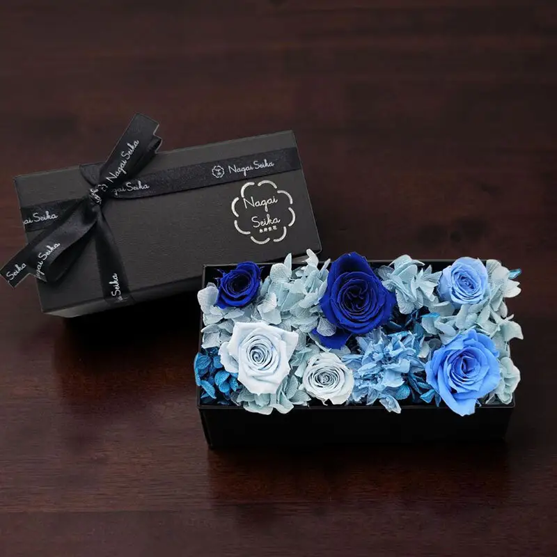 HAKONIWA-MUKO　ブルー系(プリザーブドフラワー） 花 箱入り BOX ギフト 贈り物 ボックスフラワー 母の日 誕生日 結婚 記念日 退職 お祝い