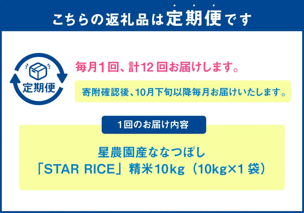 星農園産ななつぼし 精米 10kg(10kg × 1袋) 定期便 12回  |ななつぼし