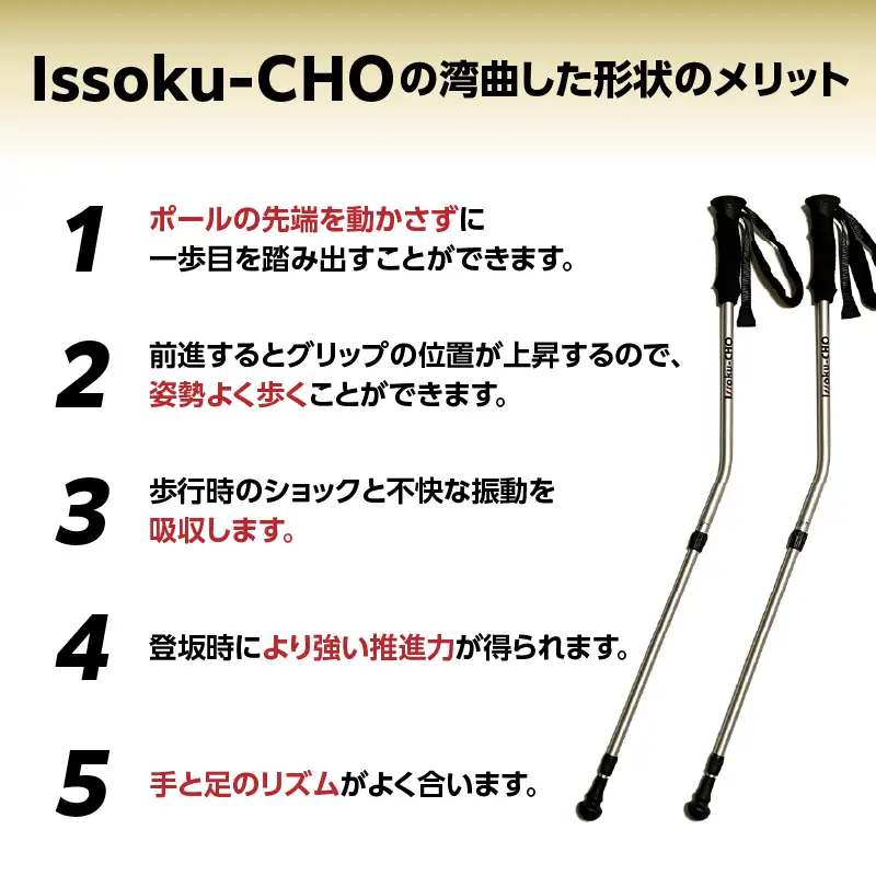 ウォーキングポール Issoku-CHO（1足長） シャンパンゴールド 2本1セット R17034