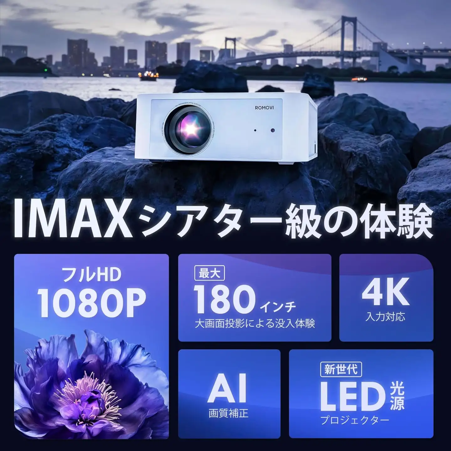 ROMOVI M3 ホームプロジェクター [1642]