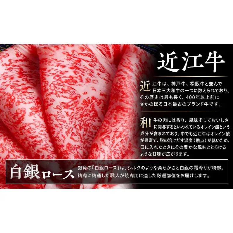 【近江牛】白銀ロース　すき焼き・しゃぶしゃぶ用　1kg（500g×2）　牛肉 お肉 国産 和牛 近江牛 滋賀県 米原市 ※12月以降お届け