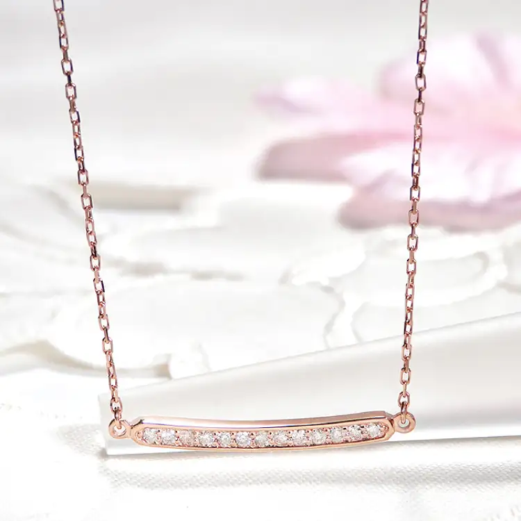 ネックレス レディース K18PG ピンクゴールド ダイヤモンド 0.13ct【 f182-k18pg 】