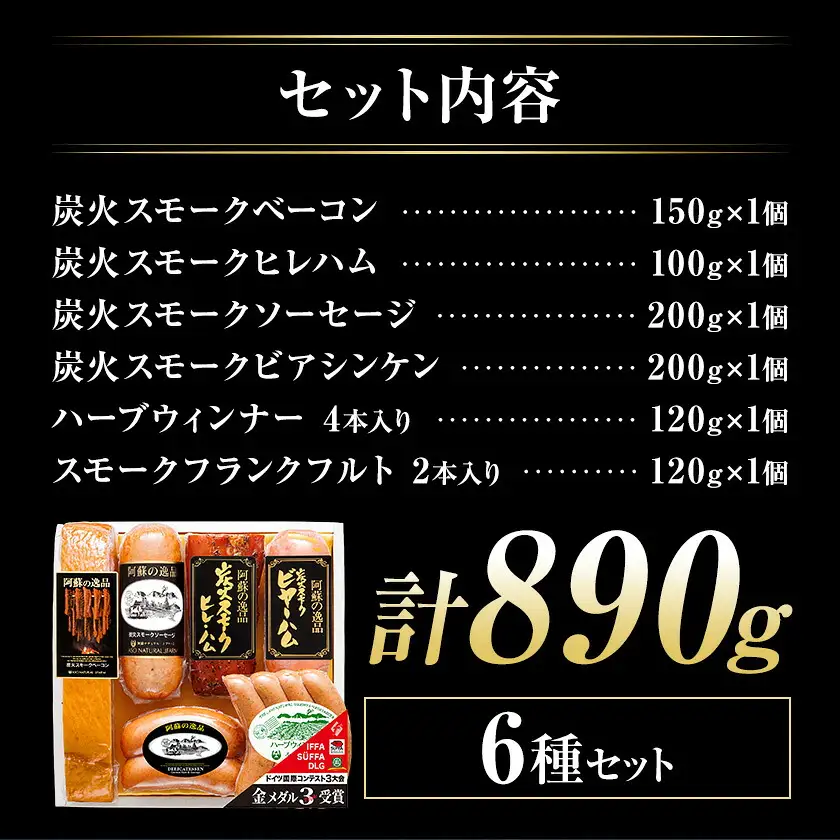 阿蘇の逸品 AN-60 ベーコン・ハム・ソーセージ 6種セット 株式会社阿蘇ナチュラル・ジェイファーム
