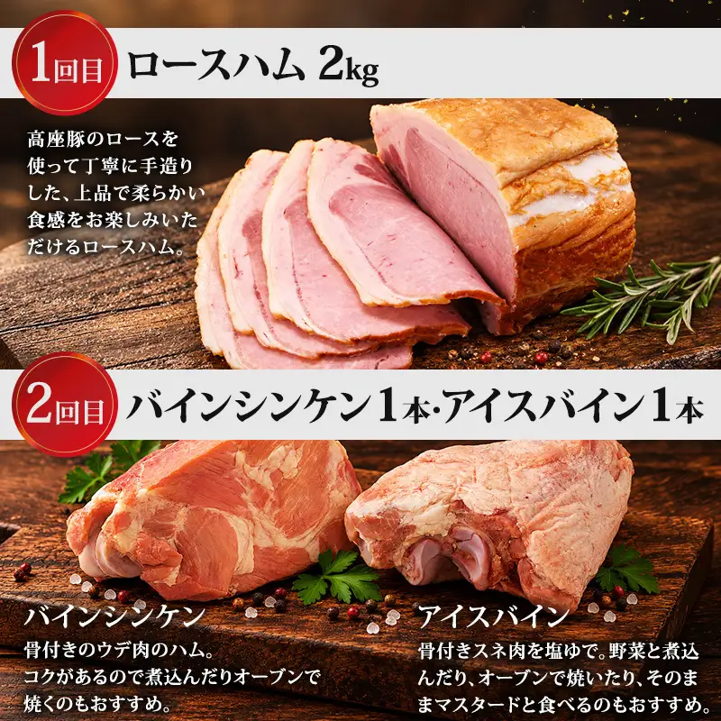全7回大きいハム定期便 加工肉 豚肉 豚 肉 お肉 加工食品 加工品 手造り ロースハム ベーコン 骨付きハム ボンレスハム 神奈川県 綾瀬市