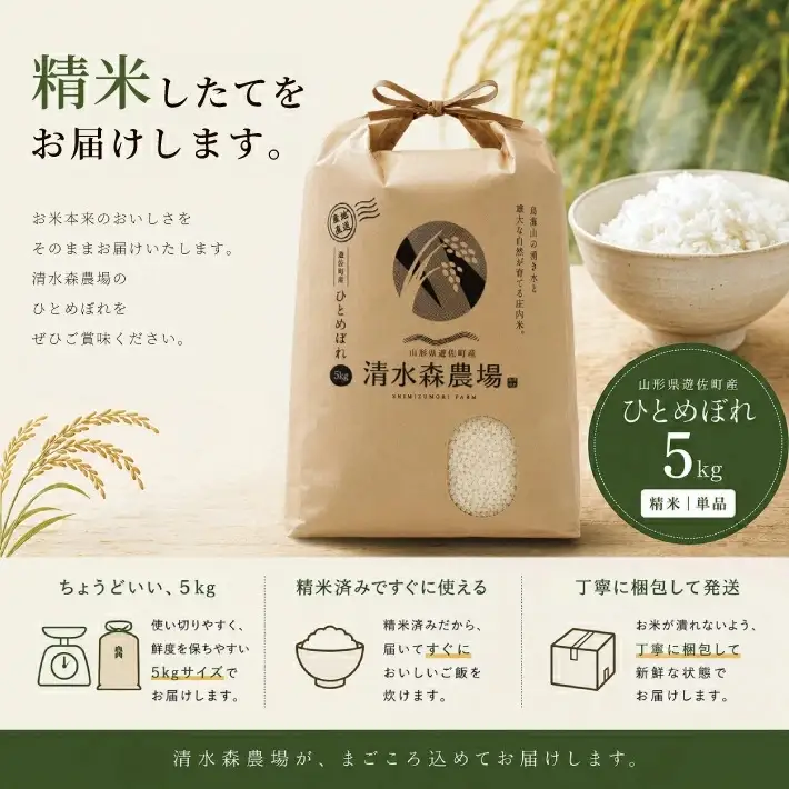 (3月下旬お届け) ひとめぼれ 5kg 令和8年産 山形県遊佐町産 ご希望の時期頃お届け 東北 山形県 遊佐町 庄内地方 米 お米 精米 白米 ブランド米 庄内米 ご飯 ごはん お試し[1769R08M03c]