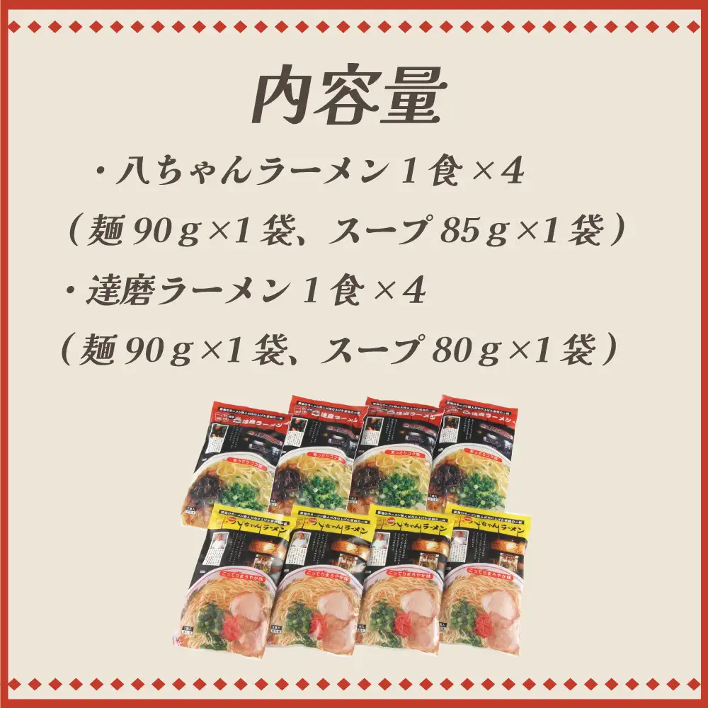 八ちゃんラーメン・達磨ラーメン詰め合わせセット【豚骨ラーメン】