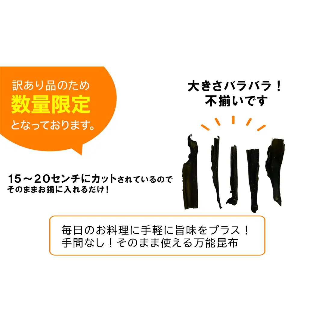 【北海道産】 訳あり 根昆布切り落とし 500g 不揃い 真昆布 昆布