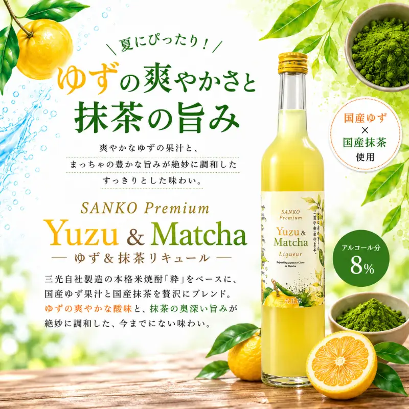 ゆず＆抹茶リキュール 2本セット 三光正宗
