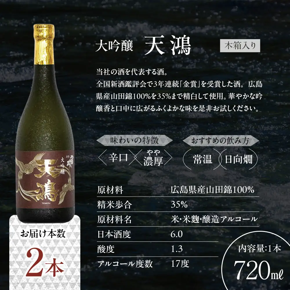 大吟醸　天鴻 720ml×2本　(木箱入）