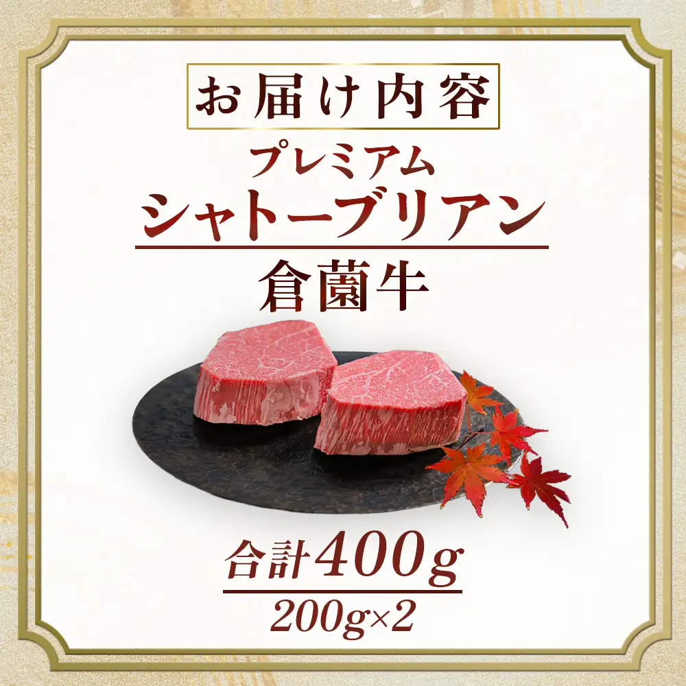 宮崎牛 【プレミアムシリーズ】厳選宮崎牛メス指定 A5等級シャトーブリアン 400g