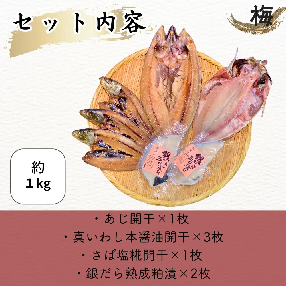 【グランプリ受賞／さば塩糀干入り】干物・漬け魚 7枚 約1kg 銀だら粕漬 ふかくら梅セット 静岡市【配送不可：離島】
