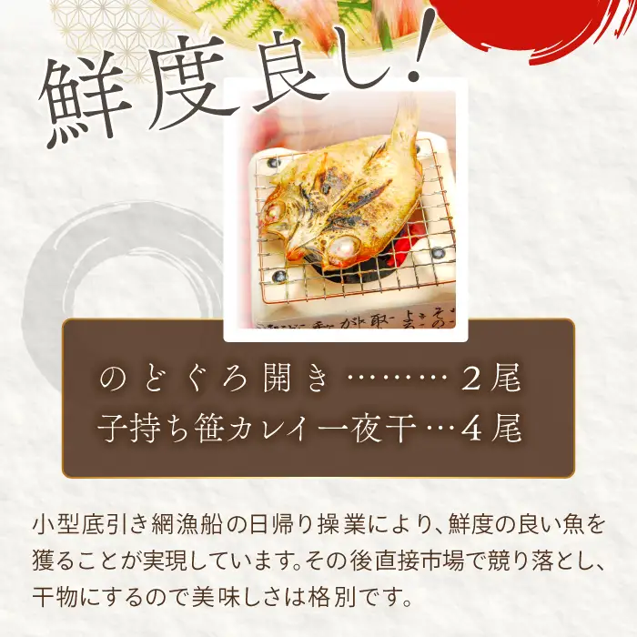 ノドグロ・笹カレイセット【のどぐろ一夜干し かれい一夜干し 干物セット のどぐろ干物 2尾 1尾あたり120～140g 笹カレイ干物 4尾 1尾あたり50～60g 島根県産 大田市産 ノドグロ 笹カレイ カレイ 干物 真空パック 冷凍】