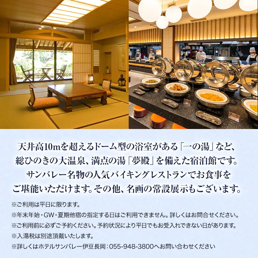 ホテルサンバレー伊豆長岡 平日限定 1泊2食付 ペア宿泊券