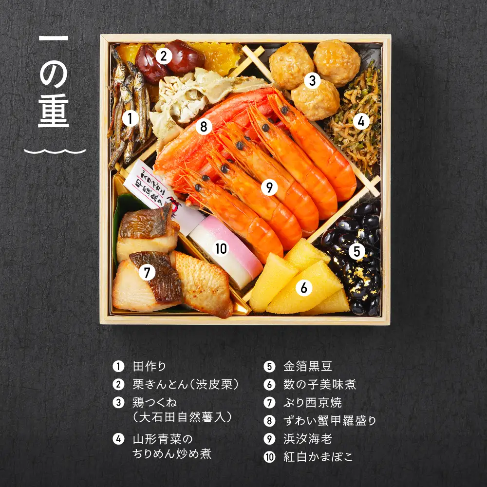 【12月31日配送】 冷蔵おせち 特選三段重 「虹」 約3~4人前 40品目 aa-oclzx