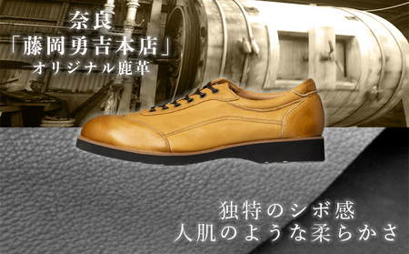 カジュアルシューズ 鹿革 ライトブラウン カジュアルシューズ 23.5cm