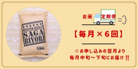 CID46_【６回定期便】 さがびより【玄米】５kg 【五つ星お米マイスター厳選！】
