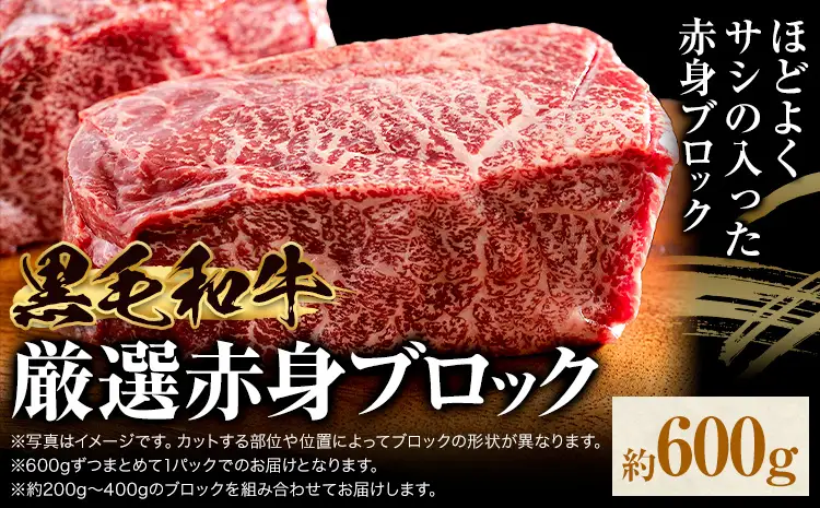 【ふるなびWEEK対象】黒毛和牛赤身ブロック肉 600g《90日以内に出荷予定(土日祝を除く)》牛肉ローストビーフ用