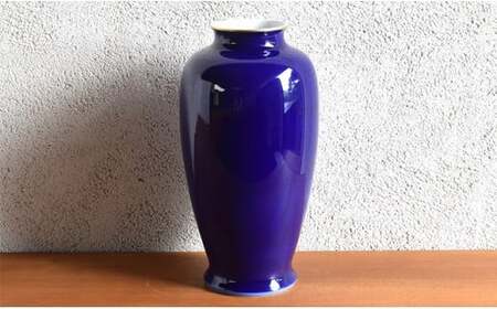 深川製磁 【有田焼】ルリ牡丹　細長１４号花生 aa040