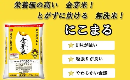 BG 無洗米 金芽米 にこまる 5kg 令和7年産 計量カップ付き 【価格改定XD】【15-SS-11】