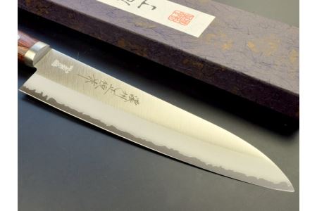 H25-36 V金10ゴールド剣型包丁180mm 濃州正恒作 マホガニ柄 口金付（CV-602M）