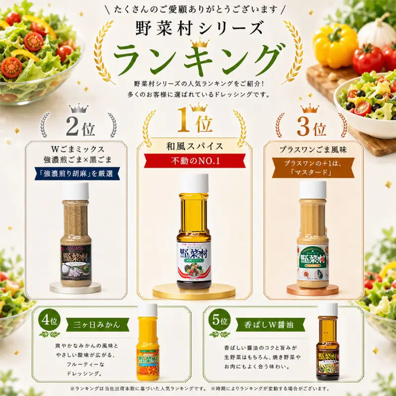 【1977年創業】野菜村　濃厚ごま香る3種ごまづくし5本調味料セット たれ ドレッシング 