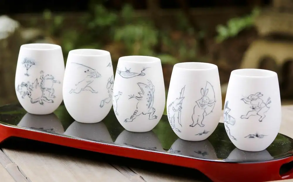【陶あん】釉玻璃カップ 鳥獣戯画(相撲)｜清水焼 コップ 食器 人気［ 京都 清水焼 京焼 陶芸 食器 人気 おすすめ カップ コップ 器 お取り寄せ 通販 送料無料 ふるさと納税 ］