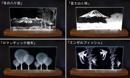 ＬＥＤライティング　インテリアガラス「エンゼルフィッシュ」 [h011]