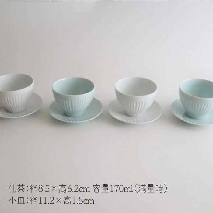 【波佐見焼】しのぎ 仙茶・小皿 湯呑み 8点セット 食器 皿 【一龍陶苑】 [CC41]  波佐見焼