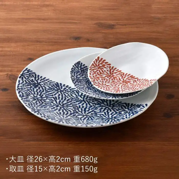 【波佐見焼】タコ唐草 大皿・取皿 3点セット プレート ケーキ皿 取り皿 食器 皿 【一夢窯】 [ZD07] 波佐見焼