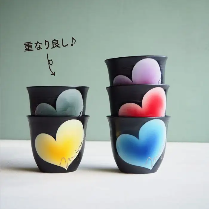 【波佐見焼】mignon ハート フリーカップ 5個セット 食器 皿 【紫明窯・作家はな】【陶藤】 [BE08]  波佐見焼