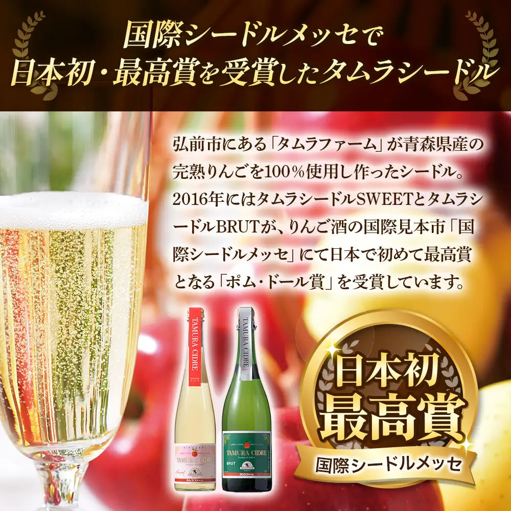 シードル タムラシードルセット TM-SD（SWEET・DRY 500ml×各1本 計2本） 青森県弘前市 タムラファーム りんごのお酒