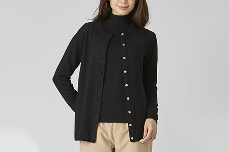 希少ベビーカシミヤ100％ 女性 ロングカーディガン M ブラック 1枚 20403M BK [0915]