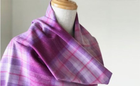 Made in Japan カシミヤ100％チェックストール（パープルピンク） RF254-NT【ファッション小物・チェックストール・ストール】