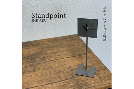 GRAVIRoN Standpoint SHIKAKU 黒皮鉄（置き時計）250×80mm 239g 時計