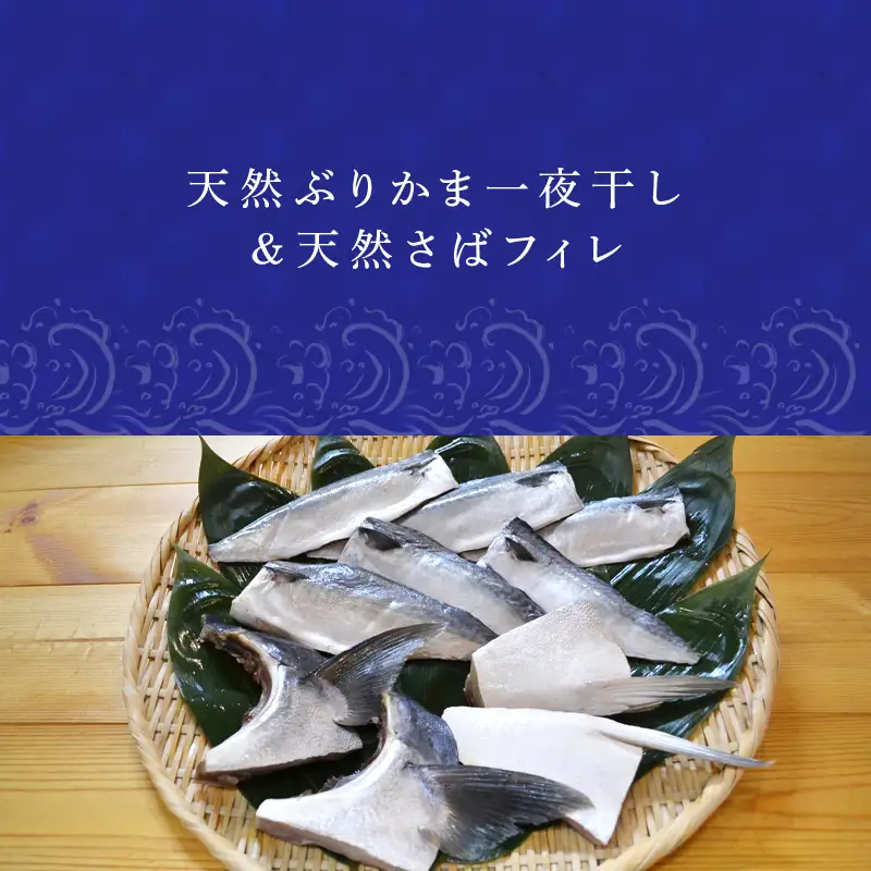 天然ぶりかま一夜干し ハーフ2食×2袋 計400g＆天然さばフィレ 100g×2枚×3袋計600g(合計1kg) 