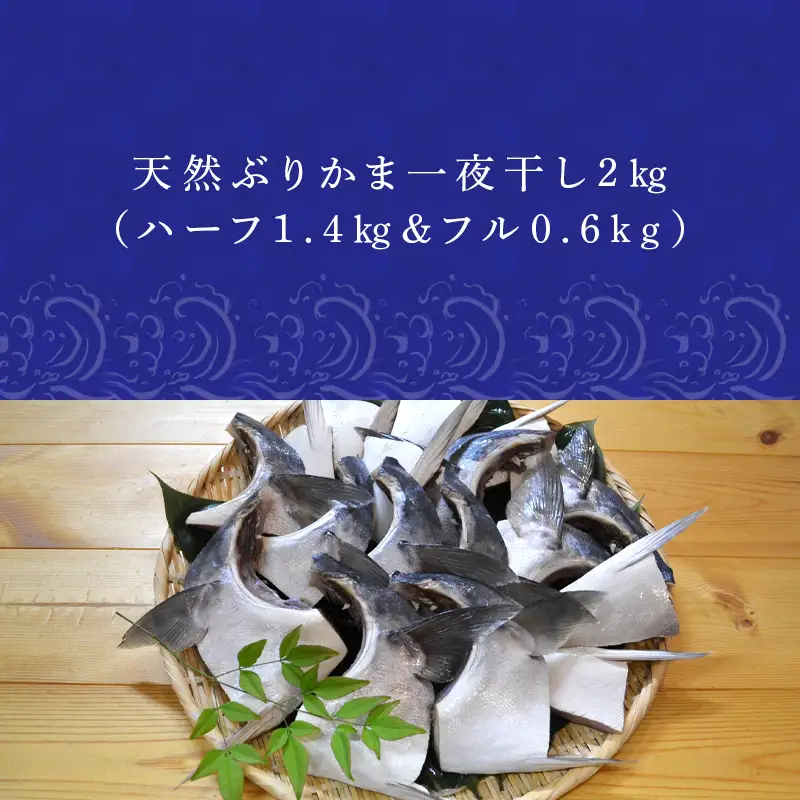 天然ぶりかま一夜干し ハーフ2食×7袋 計1.4kg・フル1食×3袋 計600g(合計2kg)