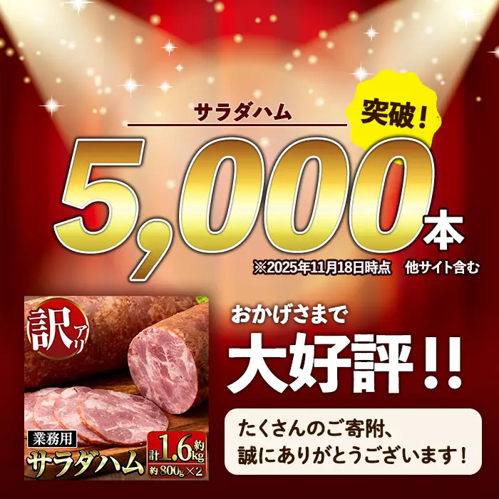 i328 《業務用・訳あり》サラダハム(約800g×2本・計約1.6kg) ハム 国産 豚肉 塩漬 熟成 プレスハム 肉加工品 訳アリ 業務用 サラダ トッピング 【ナンチク】
